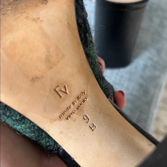 Frances Valentine Sandy Slingback Pumps in Blue/Green Plaid - Picture 7 of 7